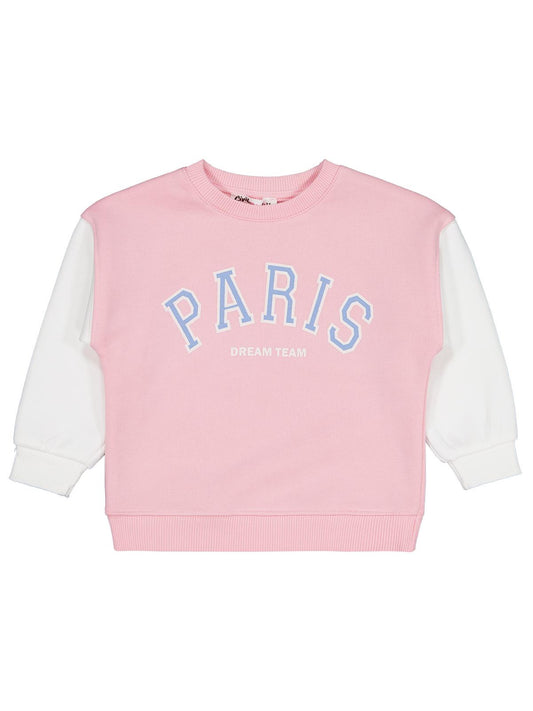 Civil Kız Çocuk Paris Baskılı Sweatshirt | 3 İp Uzun Kol | Okul Kreş ve Günlük Kullanım - Pembe