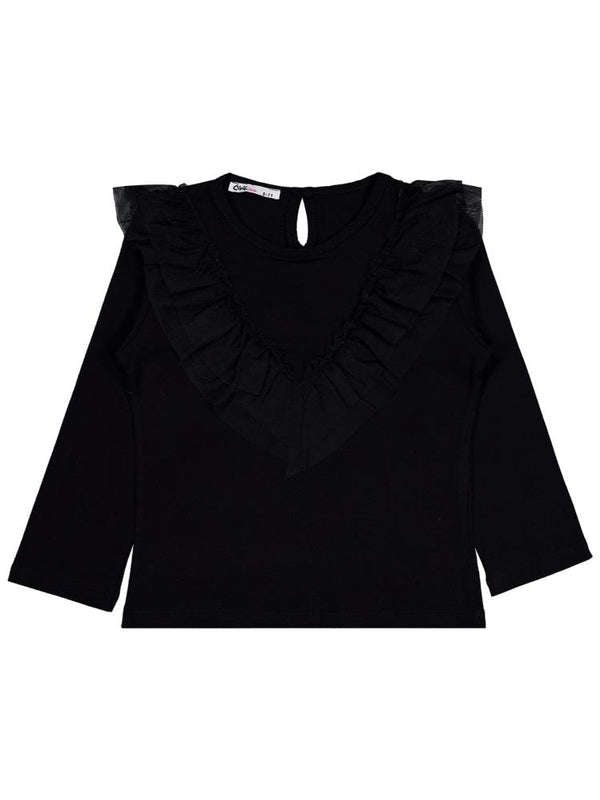 Civil Girls Tül Fırfırlı 6-9 Yaş Sweatshirt - Siyah