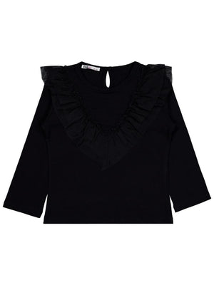 Civil Girls Tül Fırfırlı 6-9 Yaş Sweatshirt - Siyah