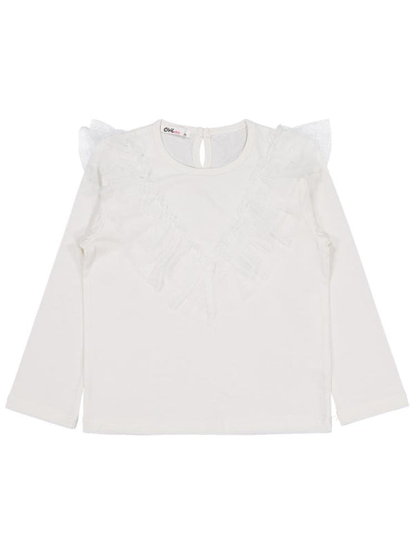 Civil Girls Tül Fırfırlı 6-9 Yaş Sweatshirt - Ekru