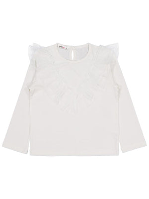 Civil Girls Tül Fırfırlı 6-9 Yaş Sweatshirt - Ekru