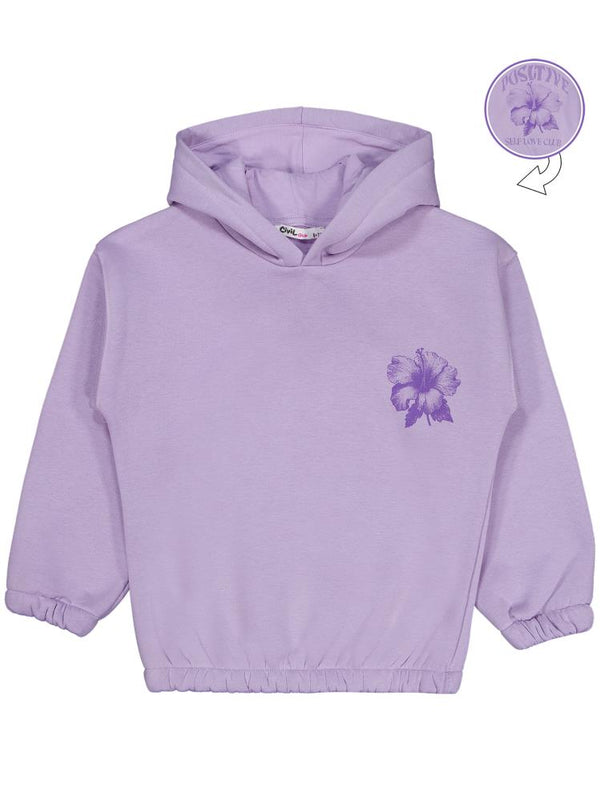 Civil Girls Çiçek Baskılı 6-9 Yaş Sweatshirt - Lila