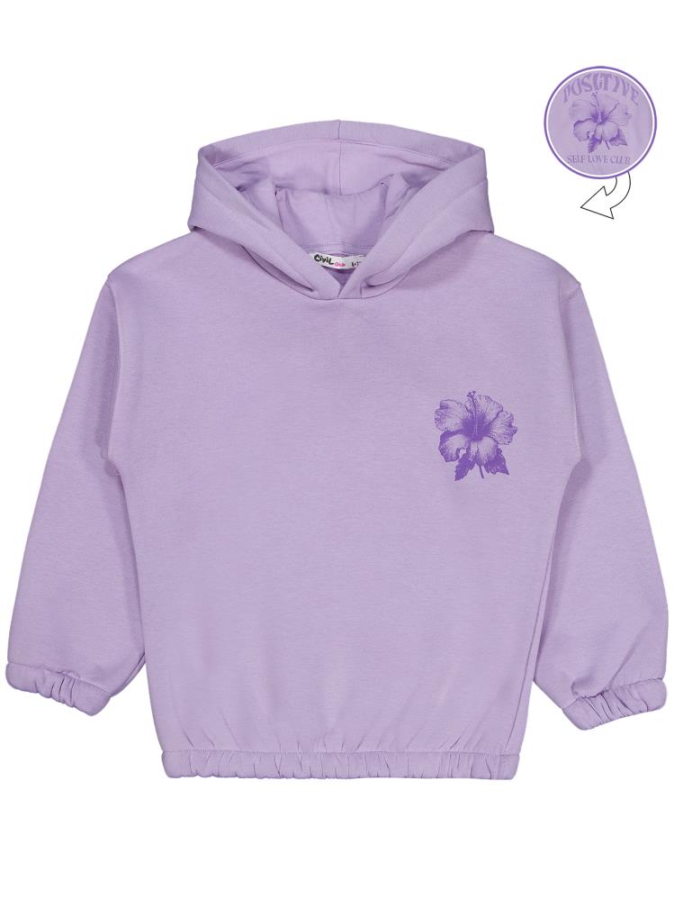 Civil Girls Çiçek Baskılı 6-9 Yaş Sweatshirt - Lila