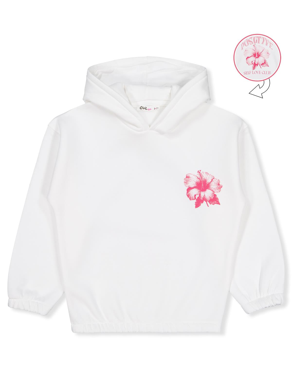 Civil Girls Çiçek Baskılı 6-9 Yaş Sweatshirt - Ekru