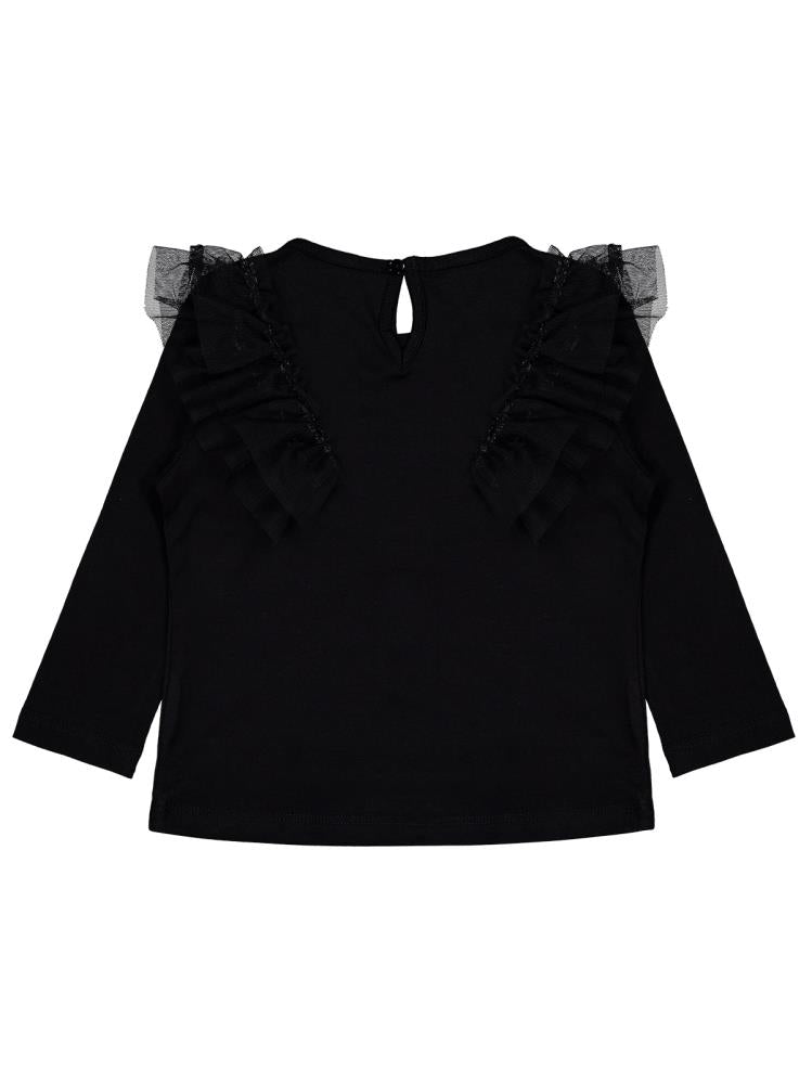 Civil Girls Tül Fırfırlı 2-5 Yaş Sweatshirt - Siyah