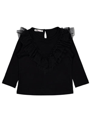 Civil Girls Tül Fırfırlı 2-5 Yaş Sweatshirt - Siyah