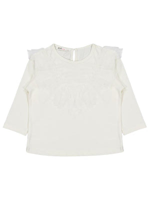 Civil Girls Tül Fırfırlı 2-5 Yaş Sweatshirt - Ekru