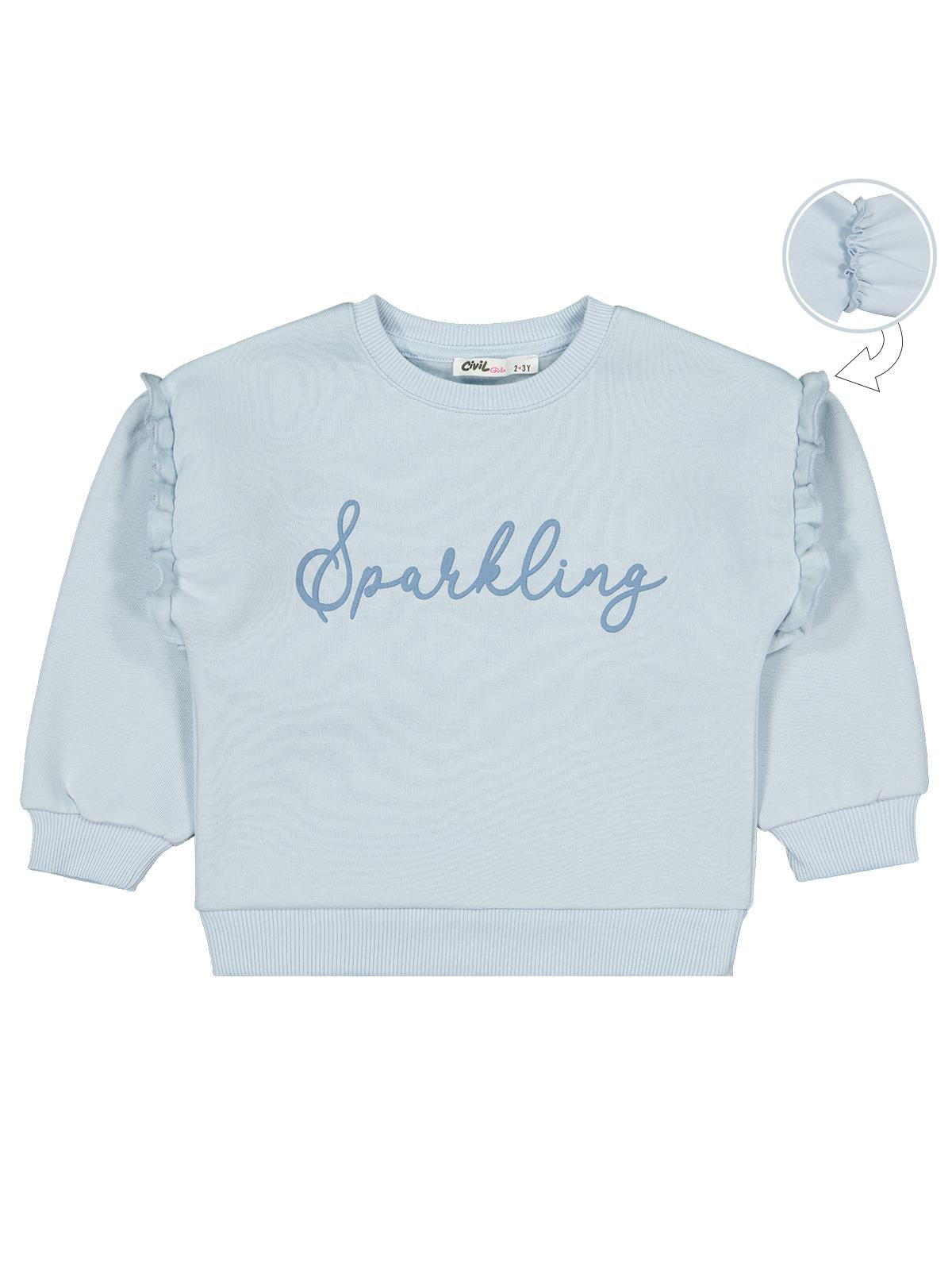 Civil Girls Sparkling Baskılı 2-5 Yaş Sweatshirt - Mavi
