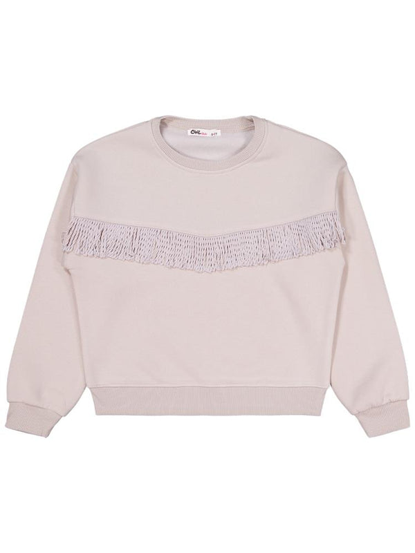 Civil Girls Püsküllü 6-9 Yaş Sweatshirt - Bej