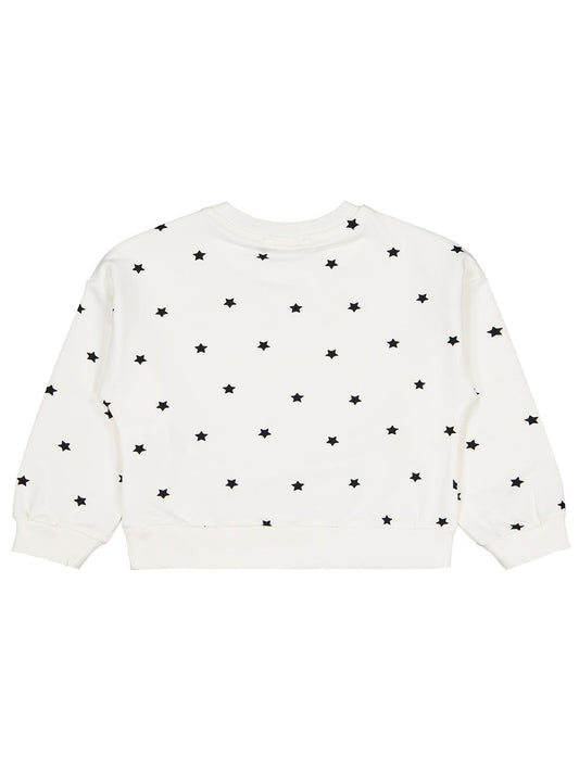 Civil Kız Çocuk Yıldız Baskılı Sweatshirt | 2 İp Uzun Kol | Okul Kreş ve Günlük Kullanım - Ekru