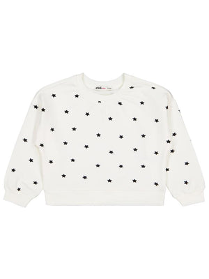 Civil Girls Yıldız Baskılı 2-5 Yaş Sweatshirt - Ekru