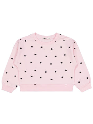 Civil Girls Yıldız Baskılı 2-5 Yaş Sweatshirt - Pudra
