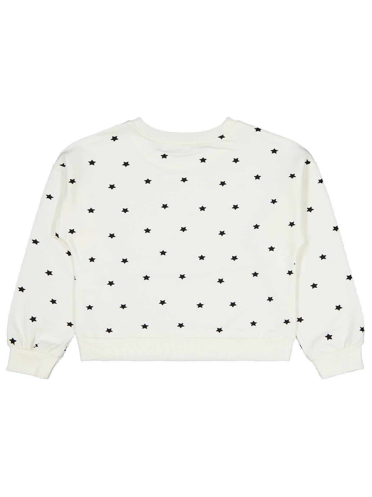 Civil Kız Çocuk Yıldız Baskılı Sweatshirt | 2 İp Uzun Kol | Okul Kreş ve Günlük Kullanım - Ekru