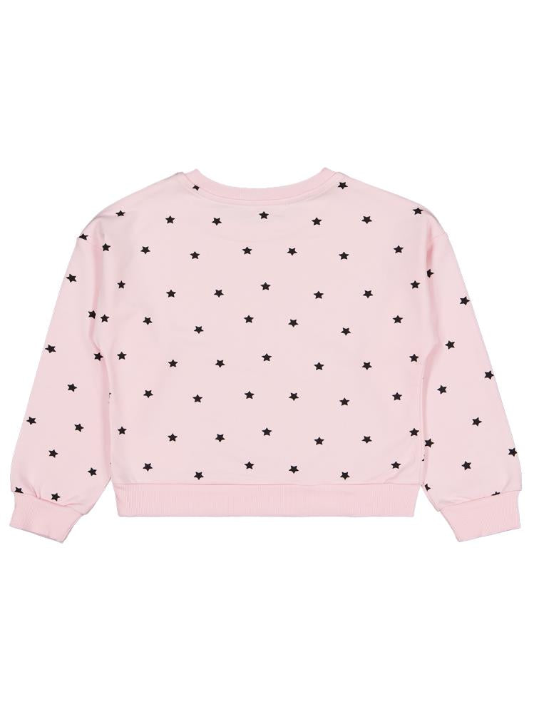 Civil Girls Yıldız Baskılı 6-9 Yaş Sweatshirt - Pudra