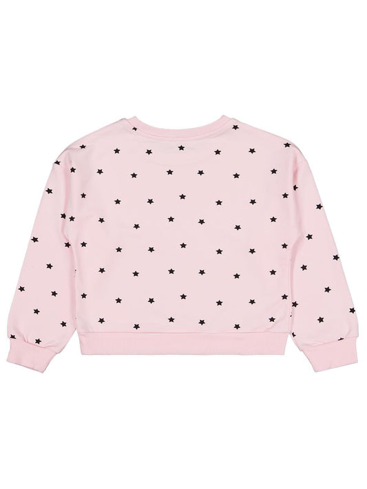 Civil Kız Çocuk Yıldız Baskılı Sweatshirt | 2 İp Uzun Kol | Okul Kreş ve Günlük Kullanım - Pudra