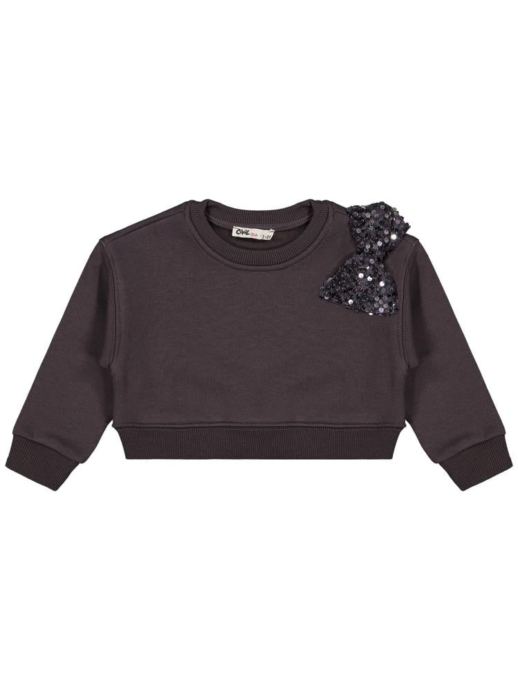 Civil Girls Pullu Fiyonklu 2-5 Yaş Sweatshirt - Gri