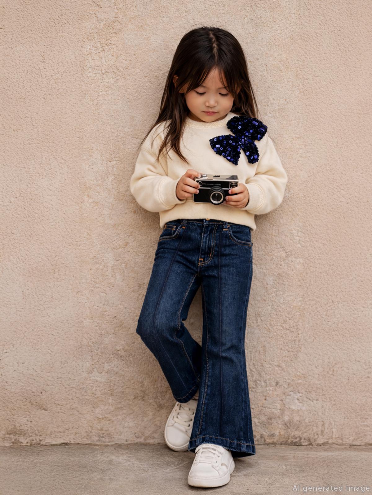 Civil Girls Pullu Fiyonklu 2-5 Yaş Sweatshirt - Ekru