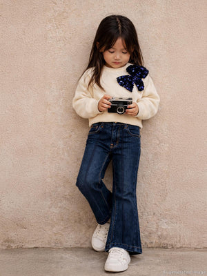 Civil Girls Pullu Fiyonklu 2-5 Yaş Sweatshirt - Ekru