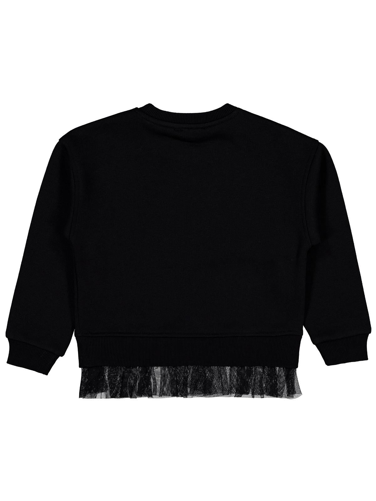 Civil Kız Çocuk Yıldız Baskılı Sweatshirt | 3 İp Uzun Kol | Okul Kreş ve Günlük Kullanım - Siyah