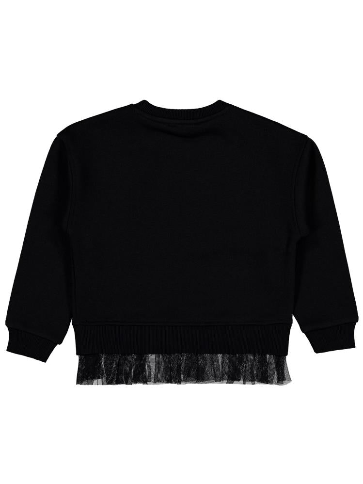 Civil Girls Yıldız Baskılı 6-9 Yaş Sweatshirt - Siyah