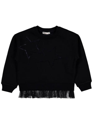 Civil Girls Yıldız Baskılı 10-13 Yaş Sweatshirt - Siyah