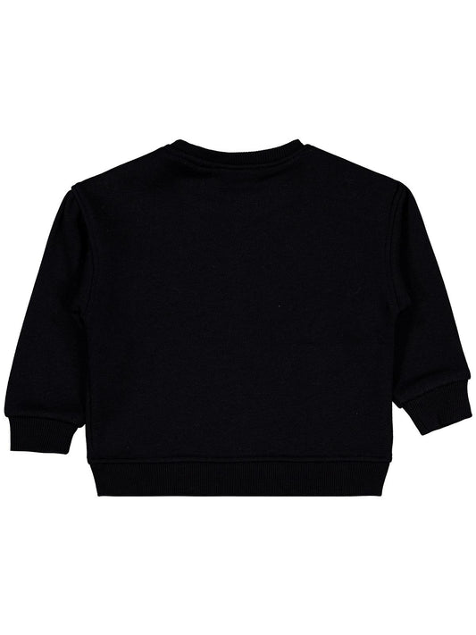 Civil Kız Çocuk Fiyaonklu Sweatshirt | 3 İp Uzun Kol Bisiklet Yaka | Okul Kreş ve Günlük Kullanım - Siyah