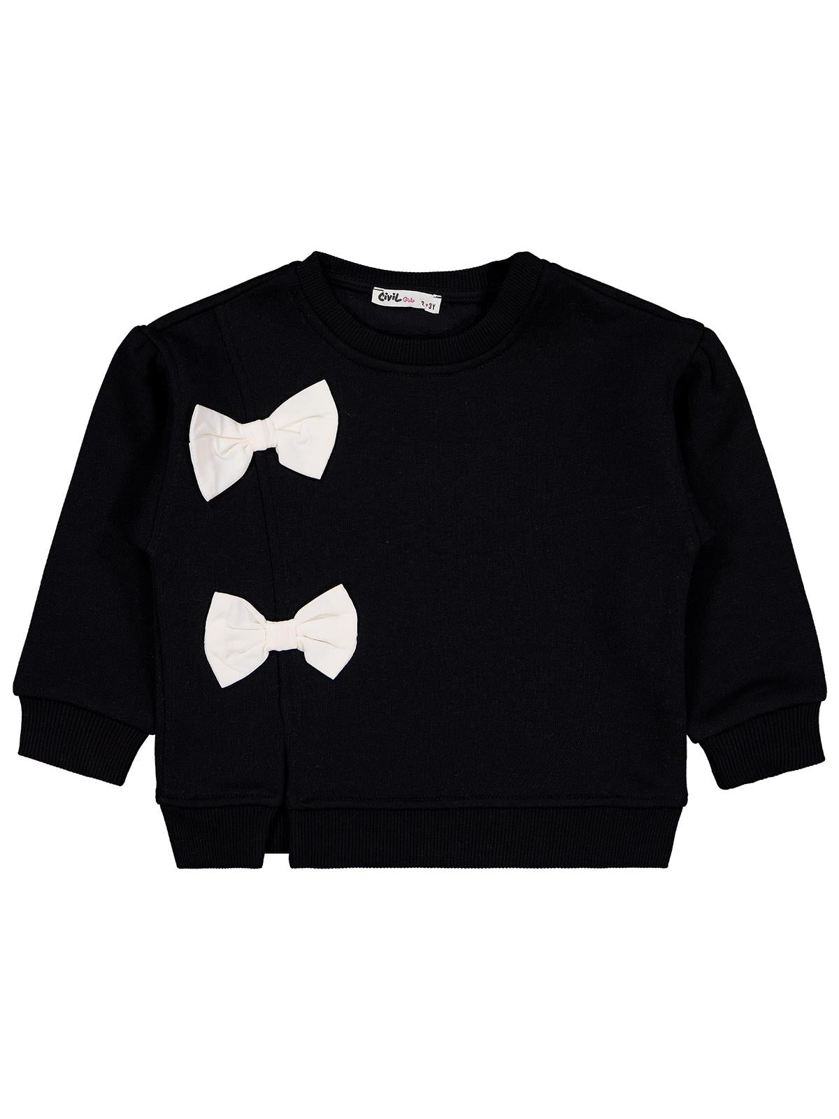 Civil Girls Fiyonklu 2-5 Yaş Sweatshirt - Siyah