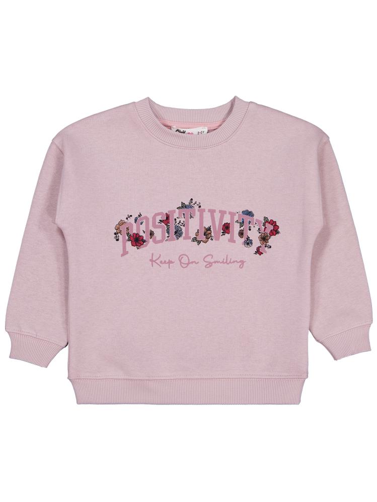 Civil Girls POSSITIVE Baskılı 2-5 Yaş Sweatshirt - Pembe