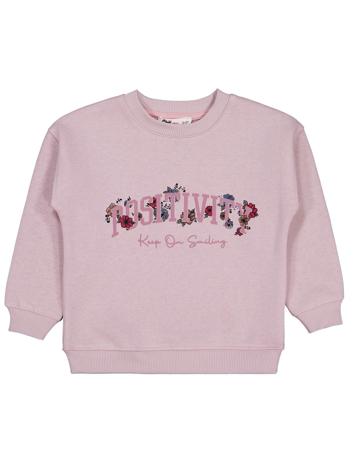 Civil Girls Posıtıvıty Baskılı 2-5 Yaş Sweatshirt - Pembe