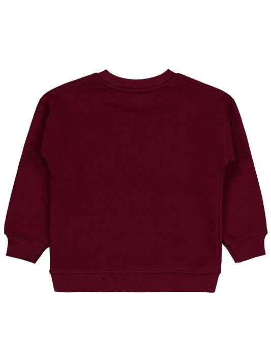 Civil Girls Kız Çocuk POSSITIVE Baskılı Sweatshirt | 3 İp Uzun Kol | Okul Kreş ve Günlük Kullanım - Bordo