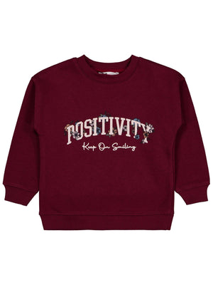 Civil Girls Posıtıvıty Baskılı 2-5 Yaş Sweatshirt - Bordo