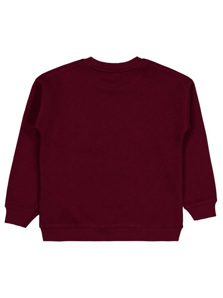 Civil Girls POSSITIVE Baskılı 6-9 Yaş Sweatshirt - Bordo