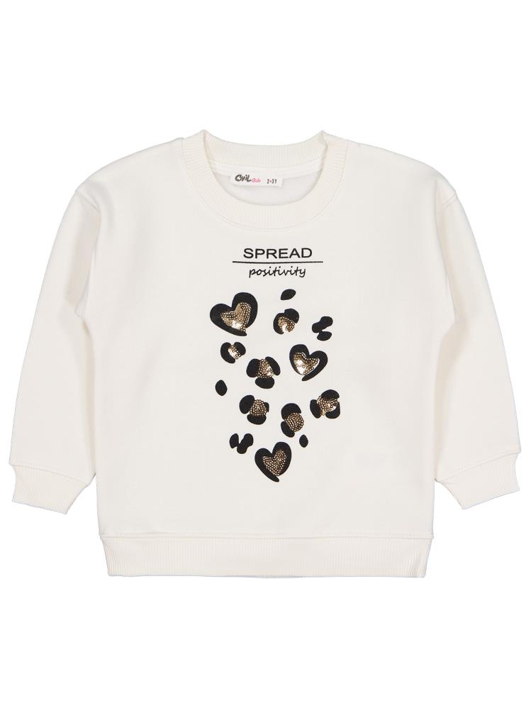 Civil Girls Leopar Baskılı 2-5 Yaş Sweatshirt - Ekru