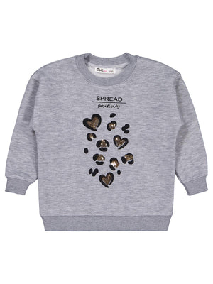 Civil Girls Leopar Baskılı 2-5 Yaş Sweatshirt - Gri