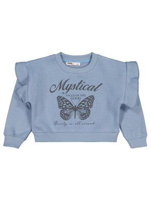 Civil Girls Kelebek Baskılı 2-5 Yaş Sweatshirt - Mavi