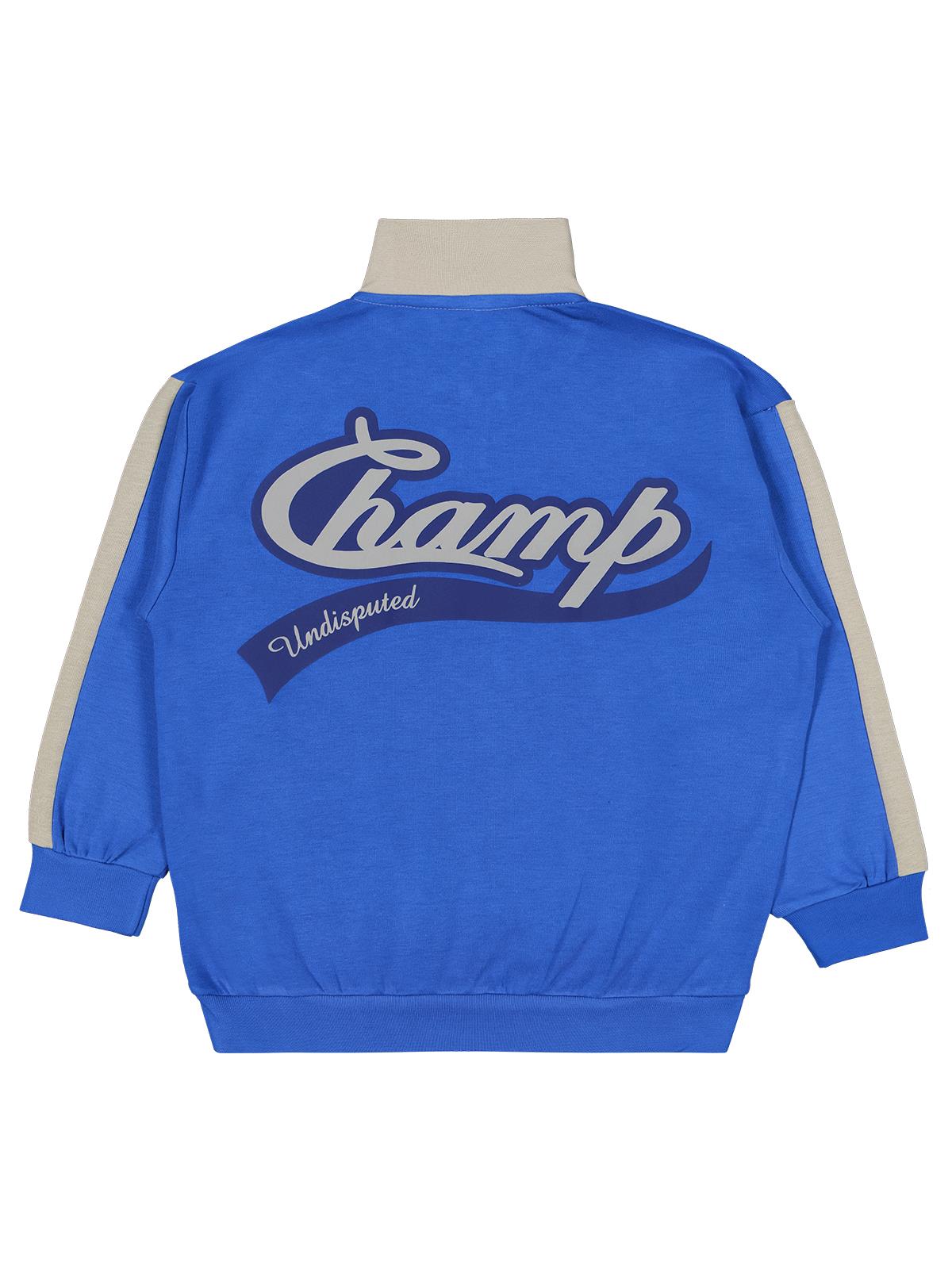 Civil Erkek Çocuk Champ Nakışlı Sweatshirt | Çelik İnterlok Uzun Kol | Okul Kreş ve Günlük Kullanım - Mavi
