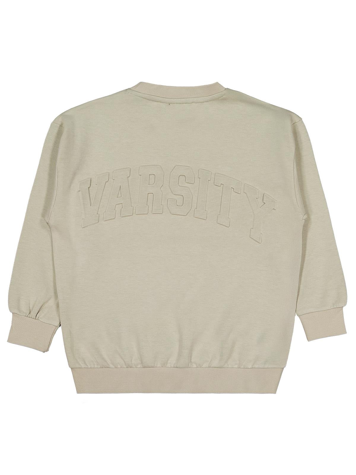 Civil Erkek Çocuk Varsıty Nakışlı Sweatshirt | Çelik İnterlok | Okul Kreş ve Günlük Kullanım - Bej