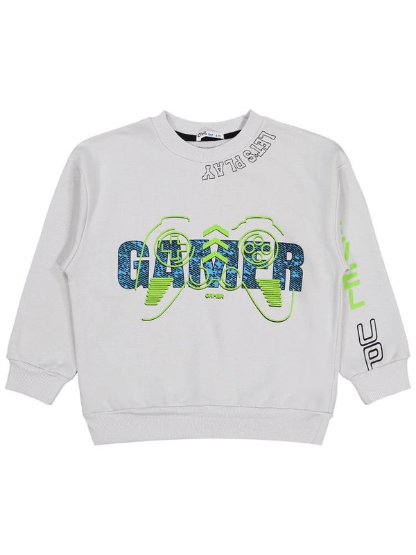 Civil Boys Gamer Baskılı 10-13 Yaş Sweatshirt - Gri