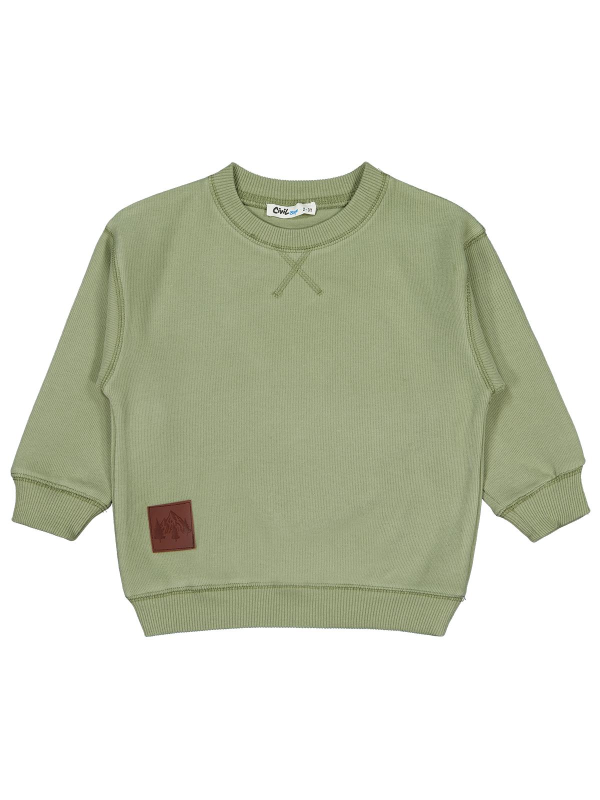 Civil Erkek Çocuk Karyoka Dikişli Sweatshirt | Selanik Uzun Kol | Okul Kreş ve Günlük Kullanım - Haki