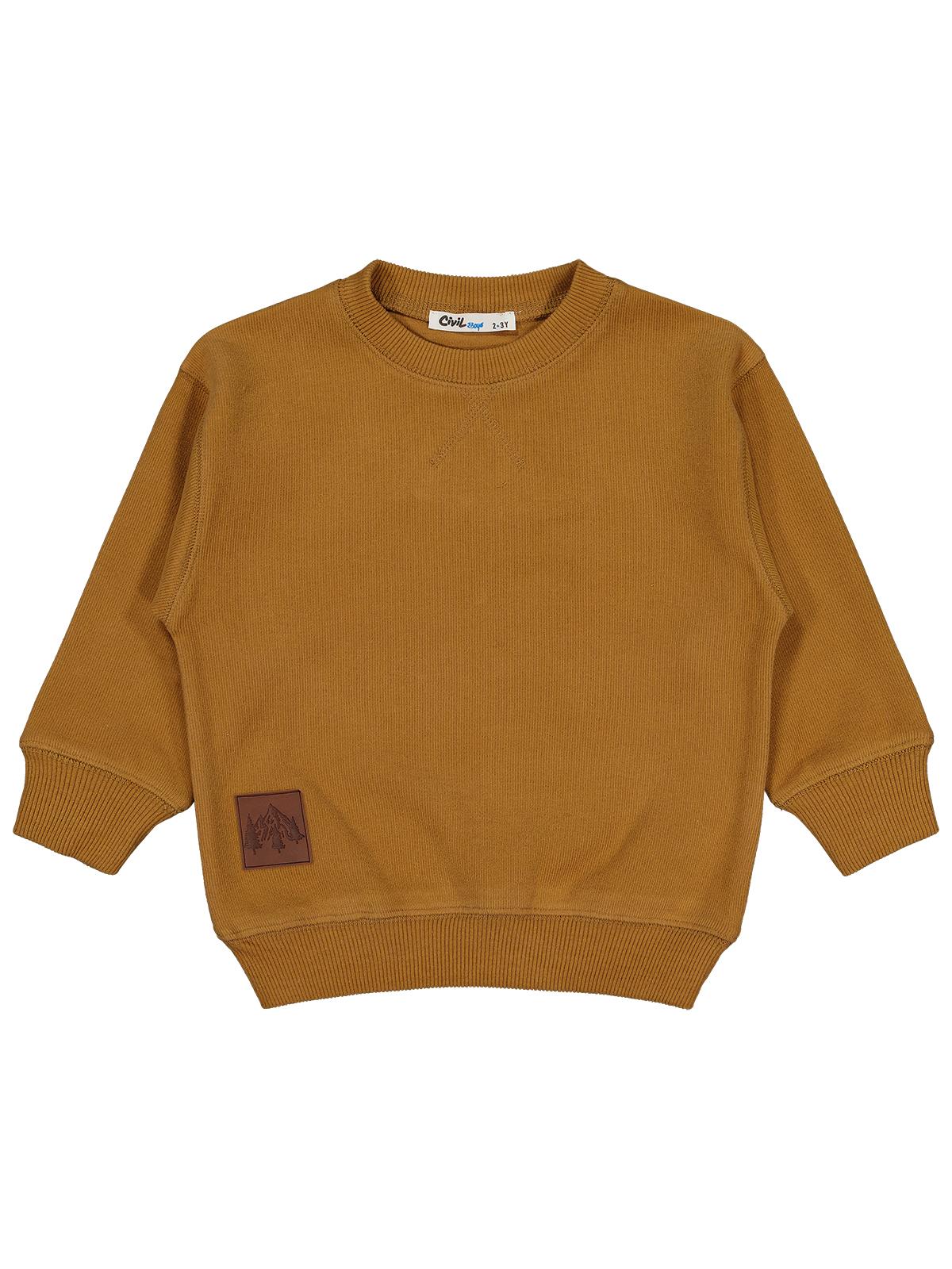 Civil Boys Karyoka Dikişli 2-5 Yaş Sweatshirt - Kahve