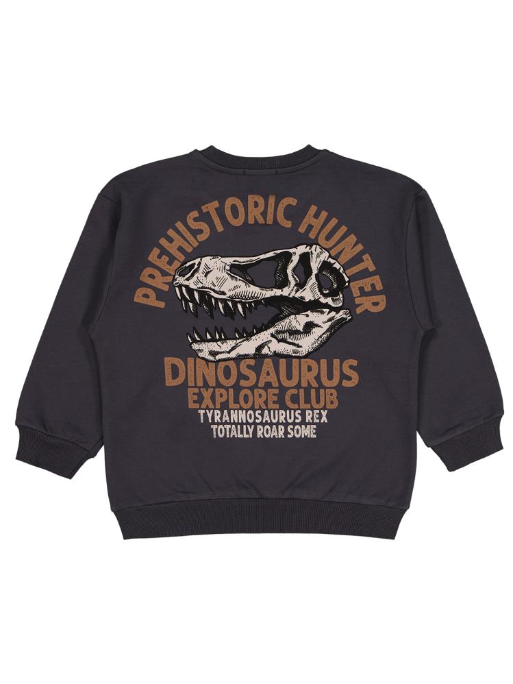 Civil Boys Prehıstorıc Baskılı 6-9 Yaş Sweatshirt - Gri