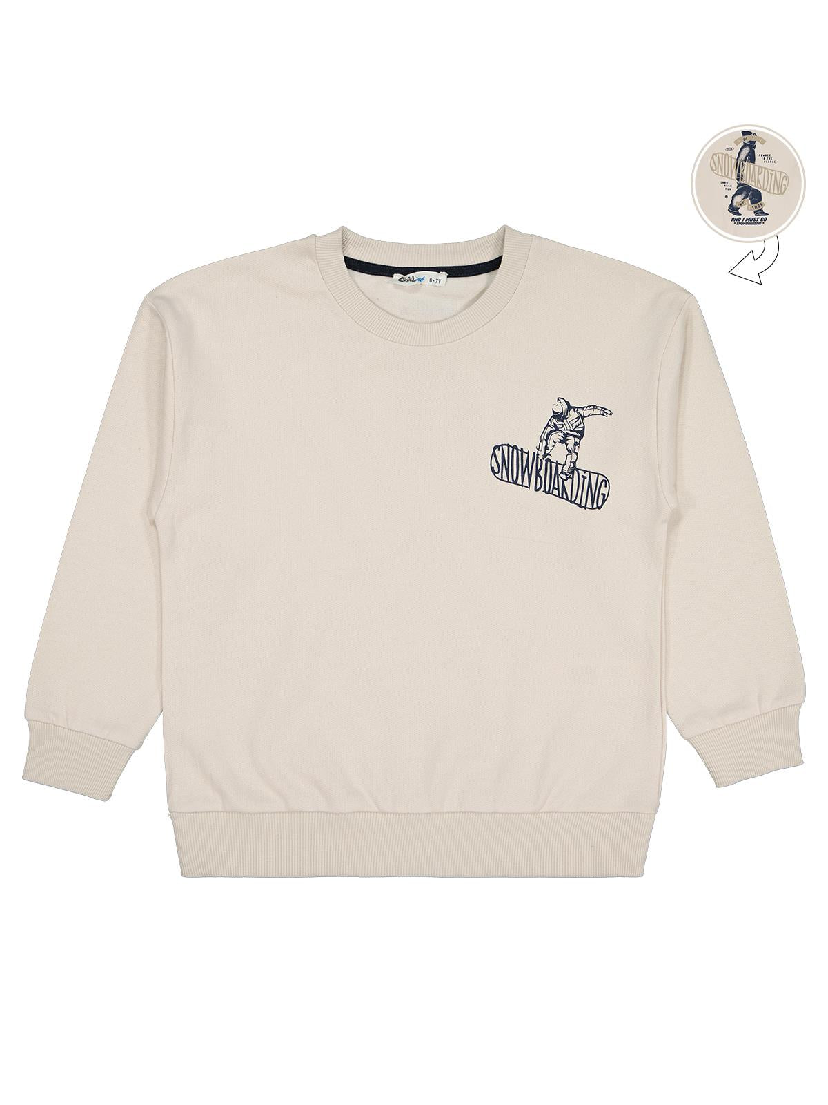 Civil Boys Snowboarding Baskılı 6-9 Yaş Sweatshirt - Bej