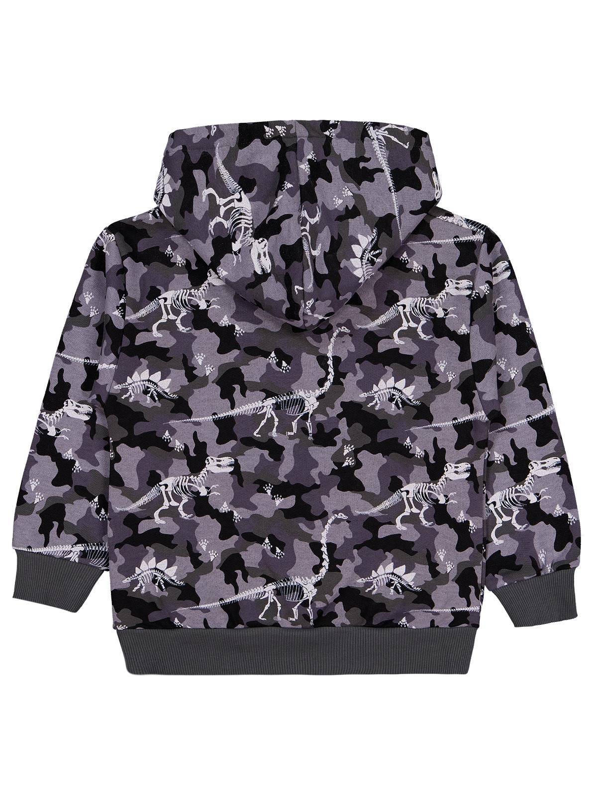 Civil Erkek Çocuk Giant Rex Baskılı Kapşonlu Sweatshirt | Okul Kreş ve Günlük Kullanım - Gri