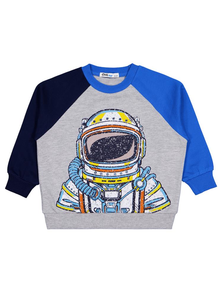 Civil Boys Astronot Baskılı 2-5 Yaş Sweatshirt - Gri