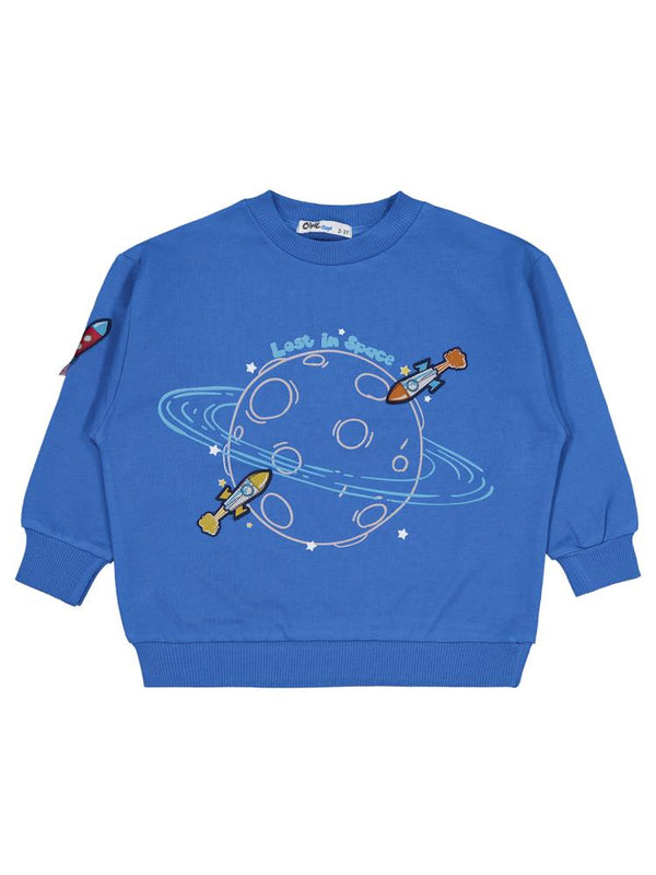Civil Boys Lost İn Space Baskılı 2-5 Yaş Sweatshirt - Mavi