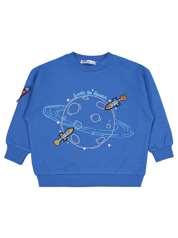 Civil Boys Lost İn Space Baskılı 2-5 Yaş Sweatshirt - Mavi