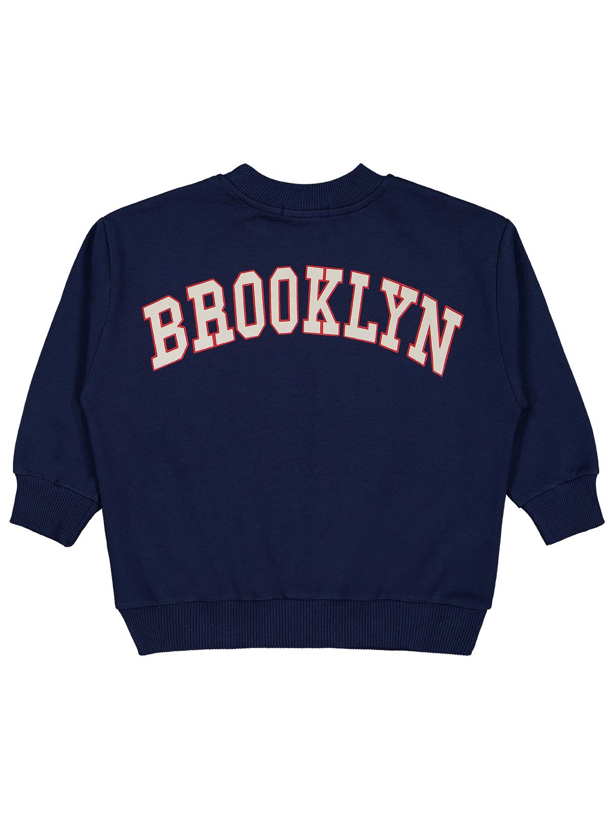 Civil Erkek Çocuk Brooklyn Baskılı Sweatshirt | 2 İp Uzun Kol | Okul Kreş ve Günlük Kullanım - Lacivert