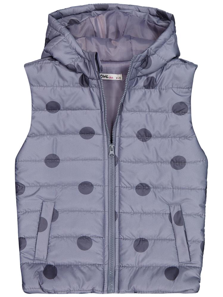 Civil Girls Puan Baskılı 6-9 Yaş Yelek - Gri