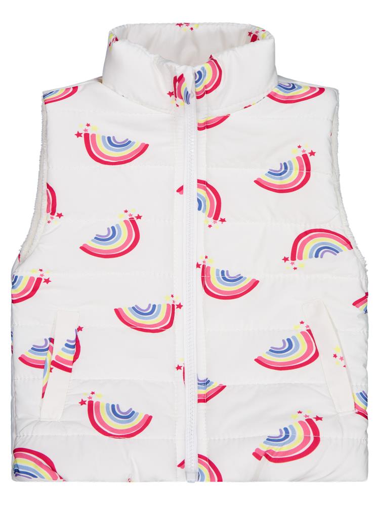 Civil Girls Rainbow Baskılı 2-5 Yaş Yelek - Ekru
