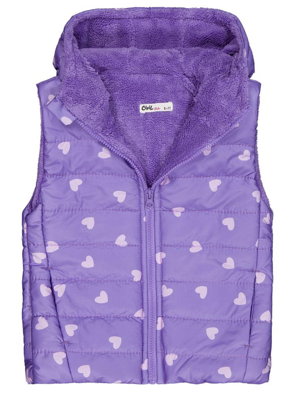 Civil Girls Kalp Baskılı 6-9 Yaş Yelek - Lila